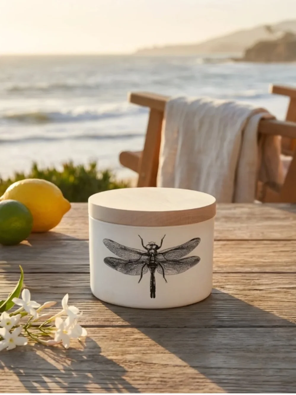NWT Crate & Barrel Skeem Sea Salt Citronella Outdoor Patio Candle 3 Wick 80 Hrs